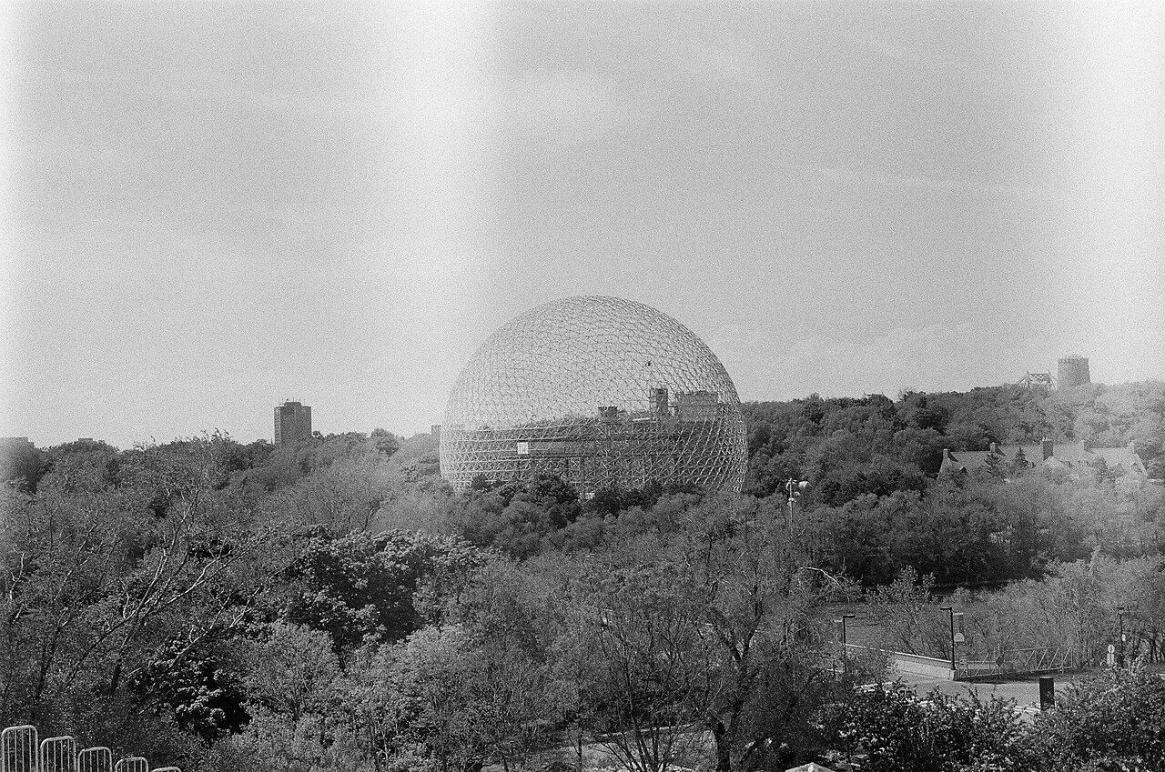The Montreal Biosphère, a geodesic dome designed by Buckminster Fuller